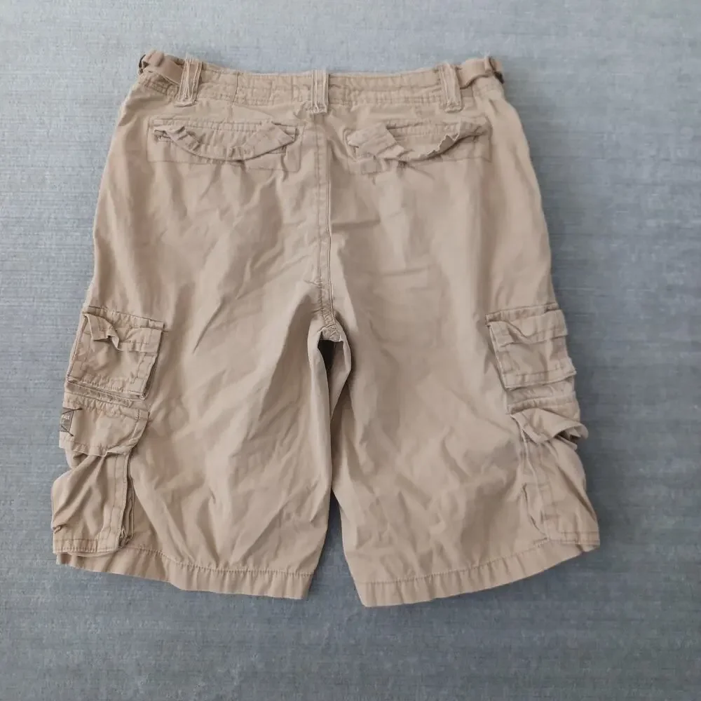 Y2K‎ Aeropostale A87 Utility Cargo Short 33x12 Beige Paratrooper Heavyweight